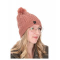 Dámska Čiapka FOX Cable Knit Bobble - Dusty Rose